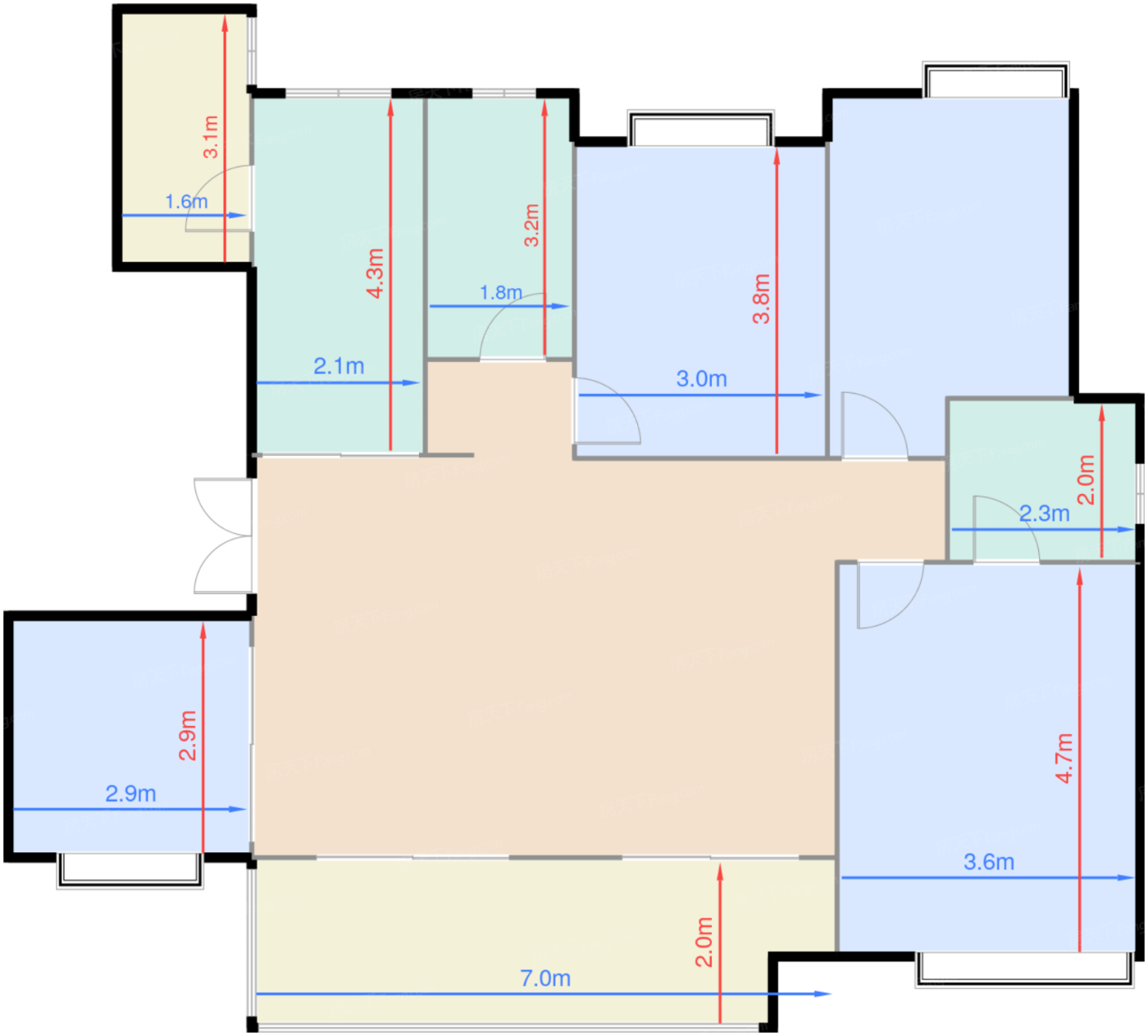 洋房C3户型 4室2厅2卫 110万 建筑约135㎡