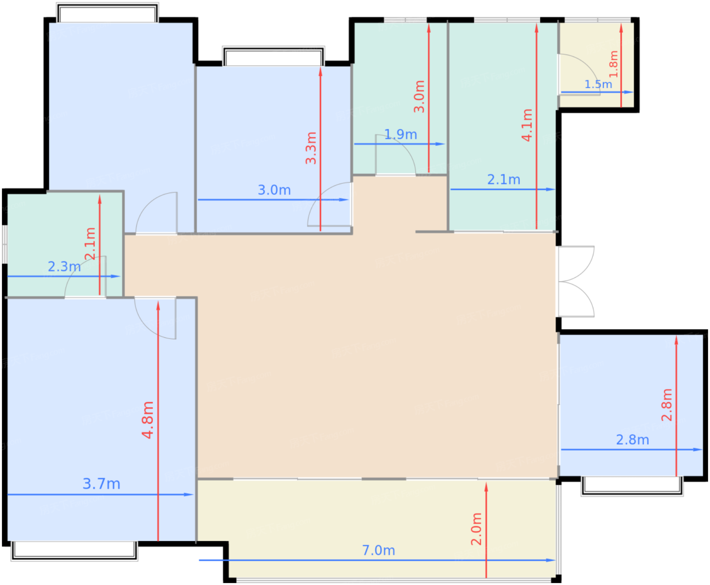 洋房C2户型 4室2厅2卫 110万 建筑约133㎡