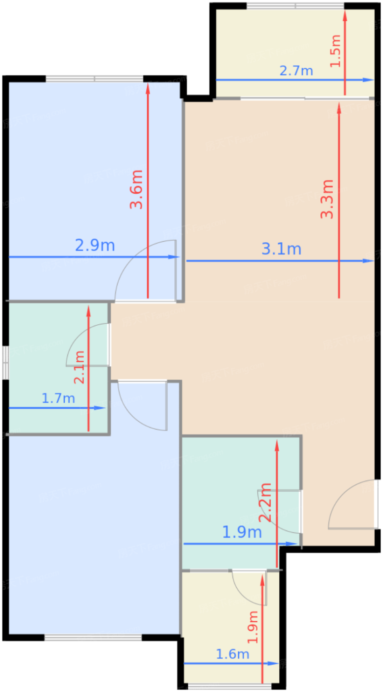 1期1、2号楼标准层A1户型